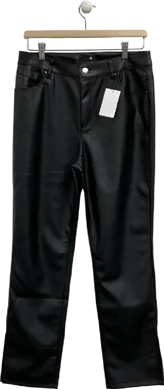 Very Black Faux Leather Split Hem Trousers UK 14