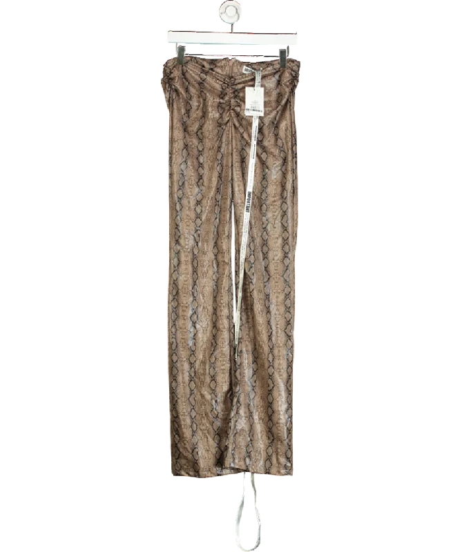 Mistress Rocks Brown Vegan Leather Snakeskin V-front Trousers UK M