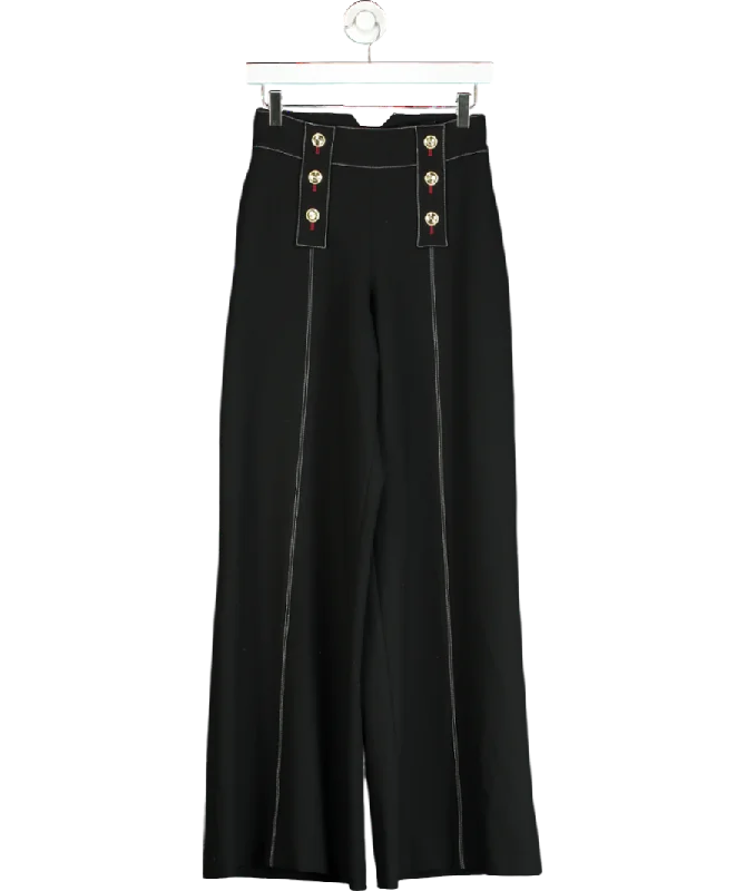 Karen Millen Black Compact Stretch Tailored Flared High Waisted Pants UK 6