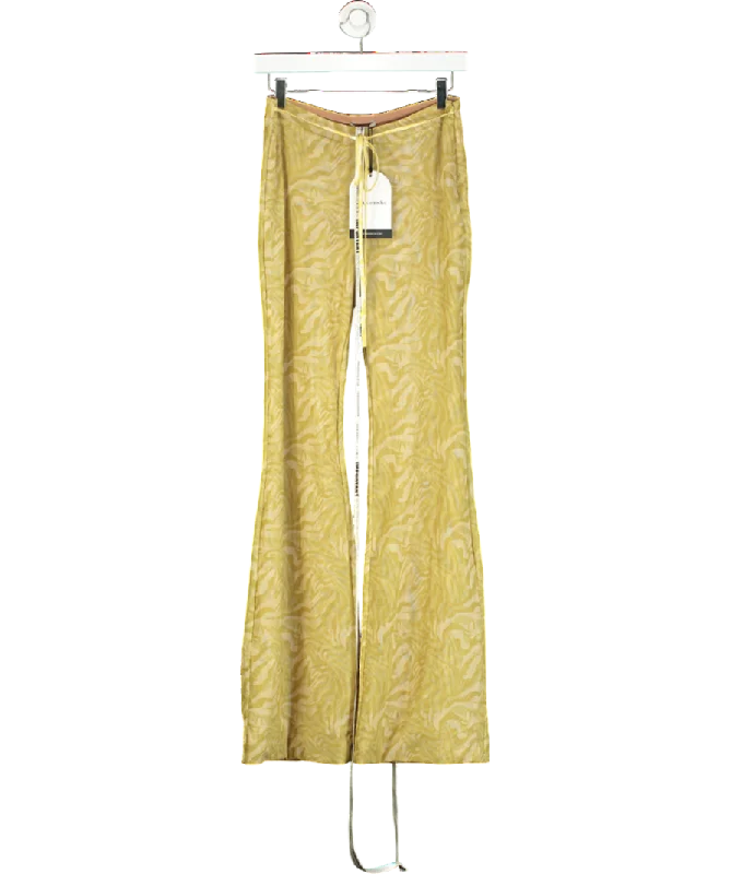 Mistress Rocks Yellow Olive Print Trouser UK S