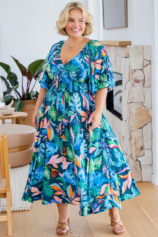 Jade Midi Dress Miami Print