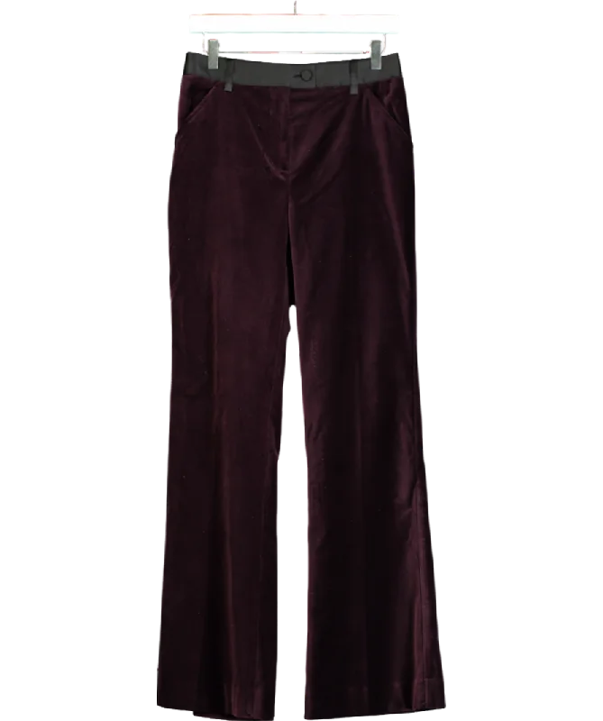 REISS Purple Cotton Velvet Flared Trousers UK 6