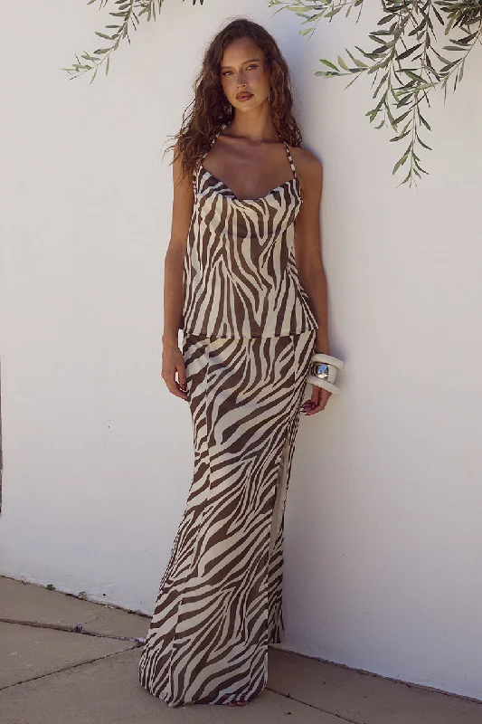 BELINA MAXI SKIRT - ZEBRA CHOCOLATE