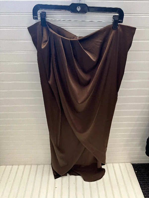 Skirt Maxi By Fashion Nova In Brown, Size: 3x