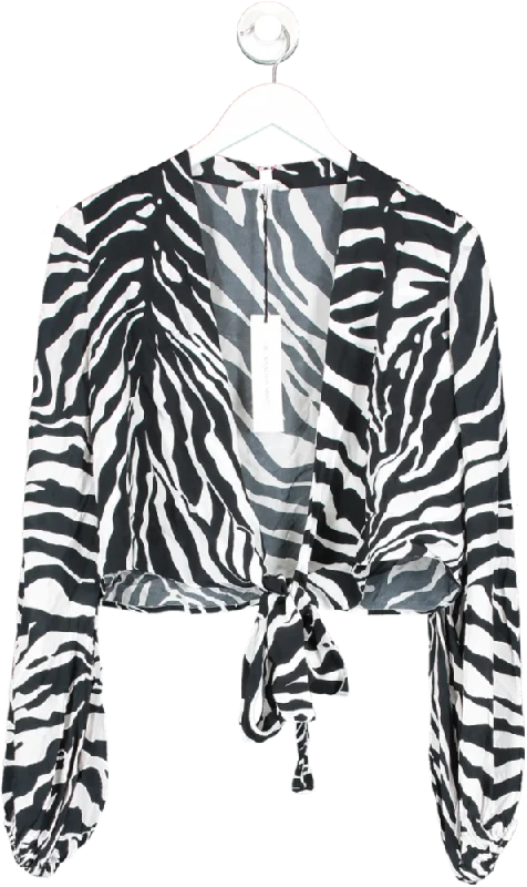 Alexandra Miro Black Tabitha Zebra Print Tie Top UK XS