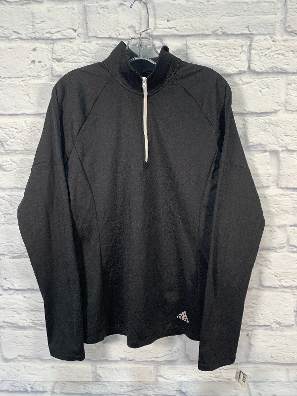 Athletic Top Long Sleeve Collar By Adidas In Black, Size: Xl