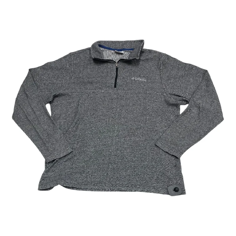 Athletic Top Long Sleeve Collar By Columbia In Grey, Size: L