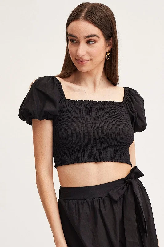 Black Crop Top Short Sleeve