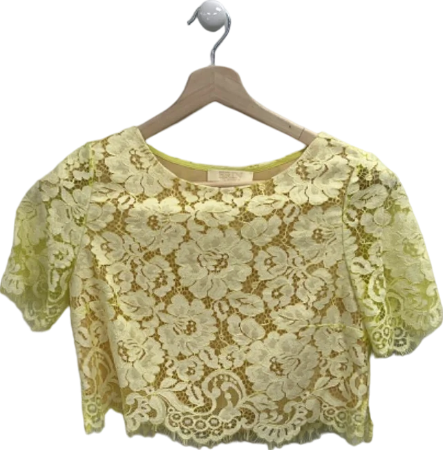 Erin Yellow Lace Crop Top Size UK 10