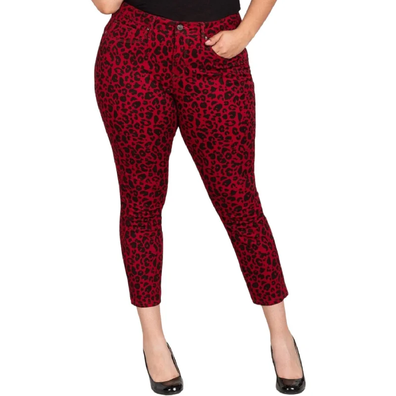 Leopard Print Jeans In Red