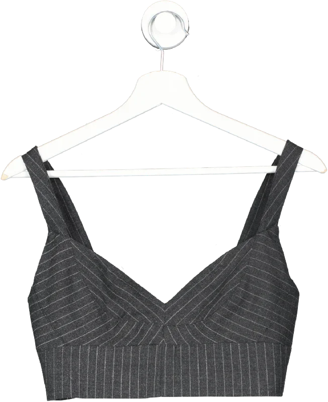 Michael Kors Grey Pinstripe Crepe Bustier Top UK 6