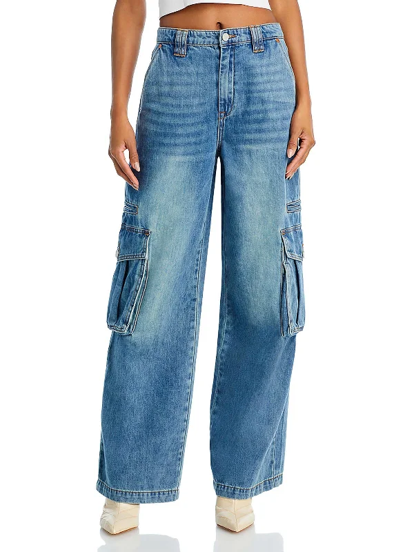 The Franklin Womens High Rise Denim Cargo Jeans