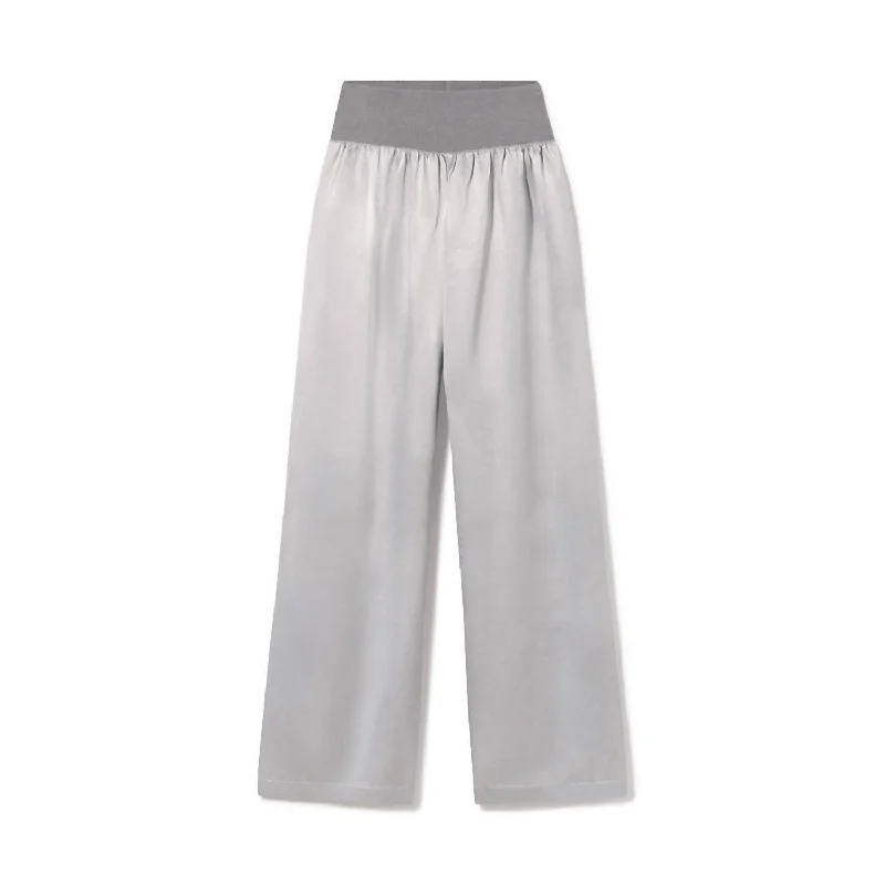 Lola Satin Pant In Dark Silver