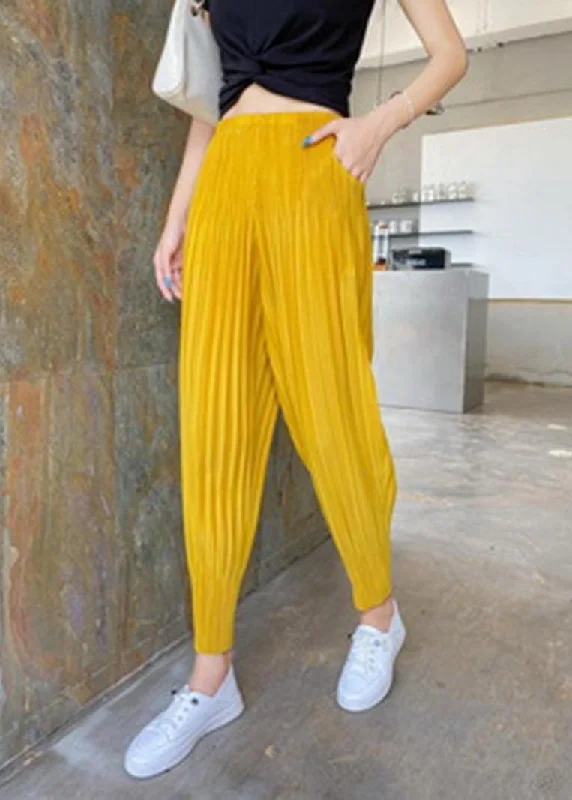 Natural Yellow Chiffon Harem Pants Summer