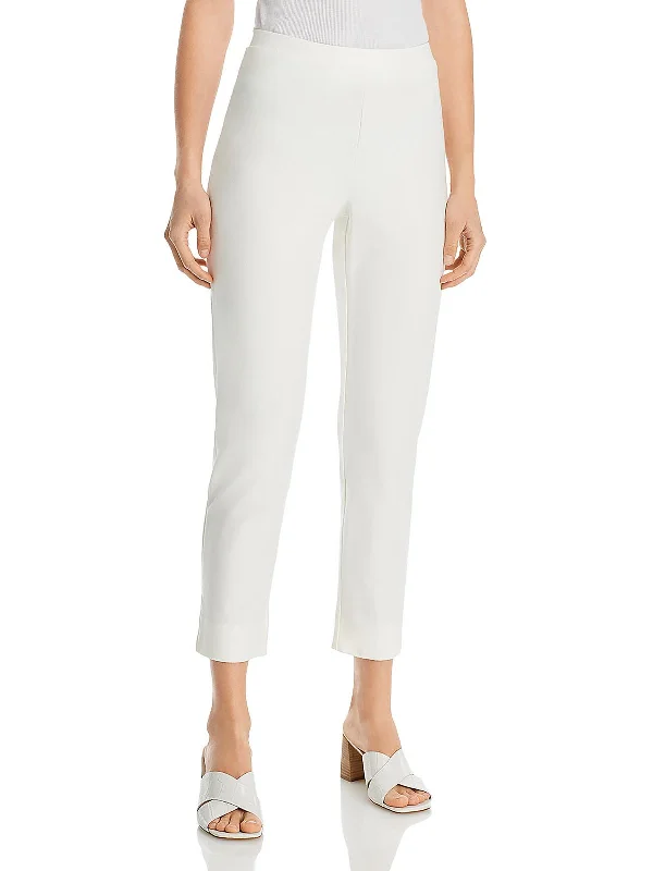 Womens Crepe Stretch Mid-Rise Cropped Pants