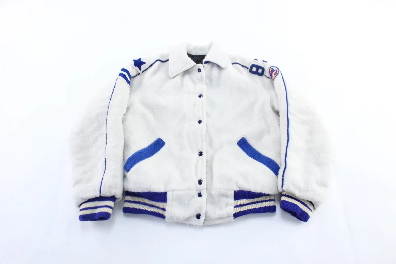 1982 White & Blue Cheerleader Varsity Jacket