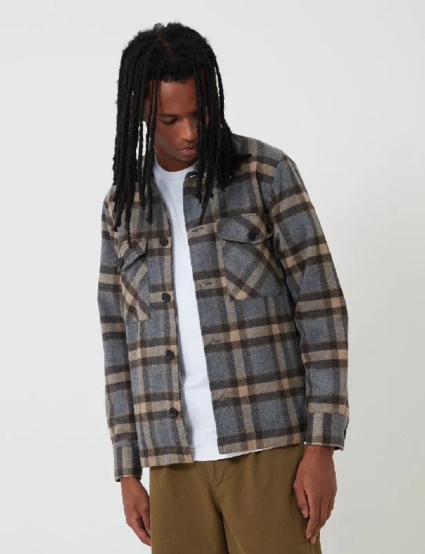 Bhode  Check Over Shirt (Italian Wool) - Grey/Brown