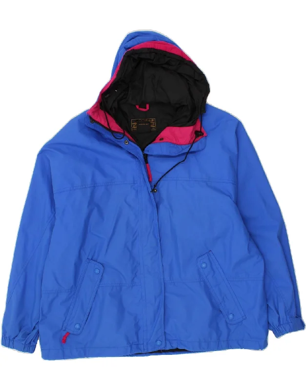 EDDIE BAUER Womens Hooded Windbreaker Jacket UK 18 XL Blue Nylon