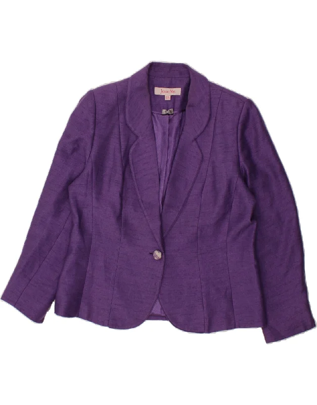 JACQUES VERT Womens 1 Button Blazer Jacket UK 16 Large Purple Viscose