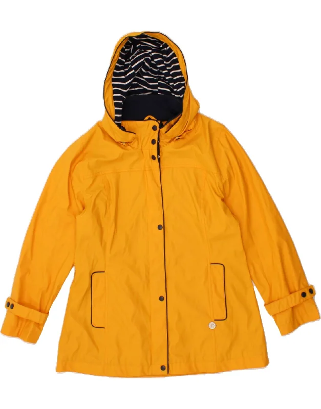 PACO Womens Hooded Rain Jacket UK 14 Medium Yellow Polyester