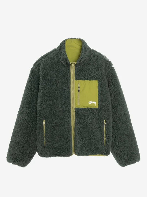 Stussy Sherpa Reversible Jacket W  - Dark Green