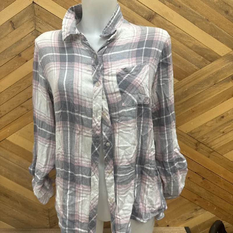 Thread & Supply - Women's Flannel Shirt - MSRP $89: White/Grey/Pink-women-LG