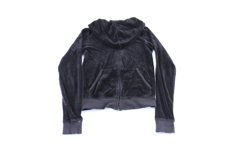 Women's Y2K Juicy Couture Black Velour Zip Up Jacket