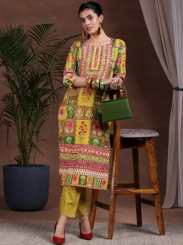 Multi Printed Poly Crepe Straight Suit With Dupatta