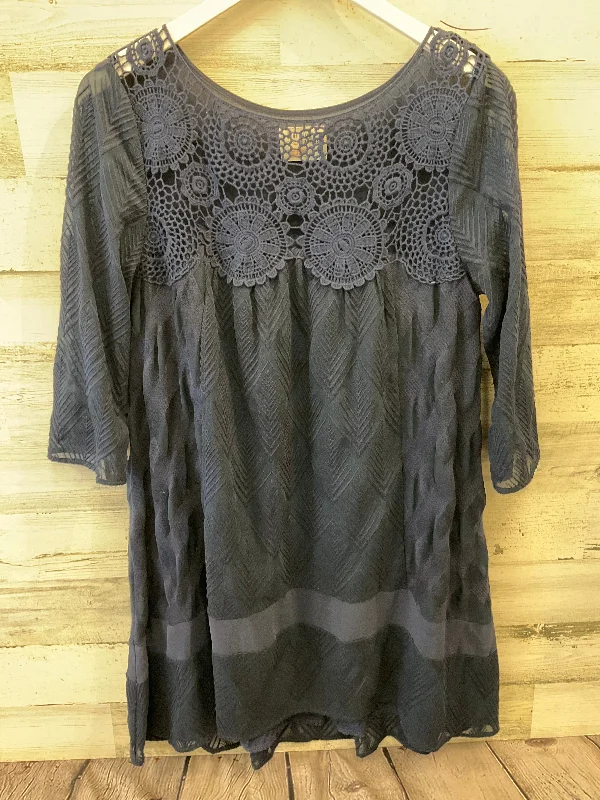 Blue Dress Casual Midi Holding Horses, Size S