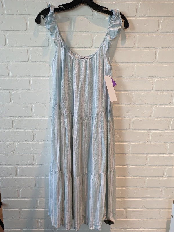 Green & White Dress Casual Midi Rails, Size Xs