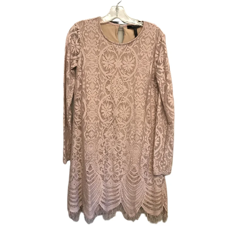 Pink & Tan Dress Casual Midi By Bcbg, Size: Xxs