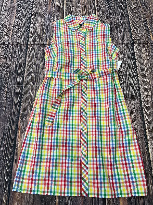 Plaid Pattern Dress Casual Midi Tommy Hilfiger, Size S