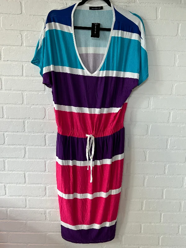 Striped Pattern Dress Casual Midi Ashley Stewart, Size Xl