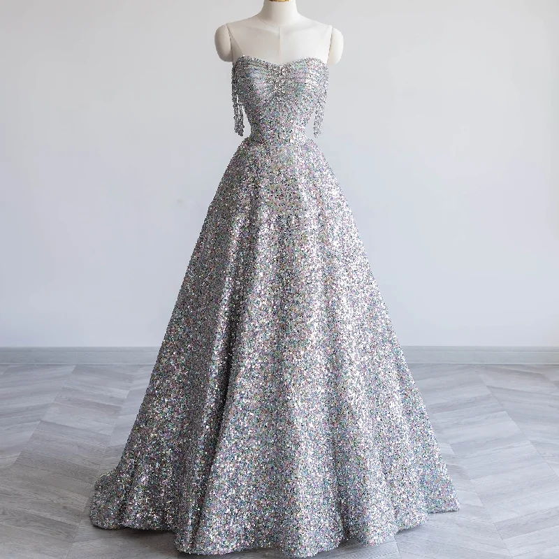 Off Shoulder Sparkly Sequin Formal Dress Prom Party Gown