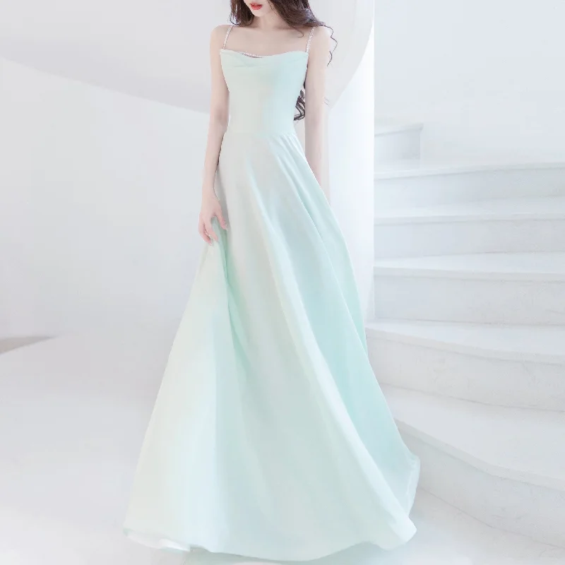 Spaghetti Straps Mint Formal Dress A-line Prom Party Gowns