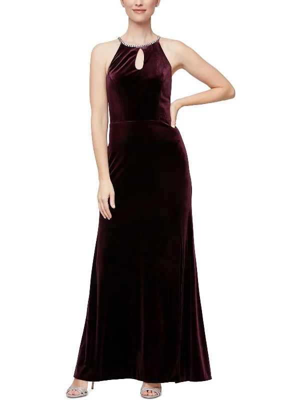 Womens Velvet Long Evening Dress