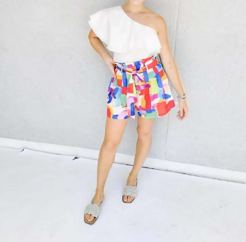 Belted Short In Multi Color