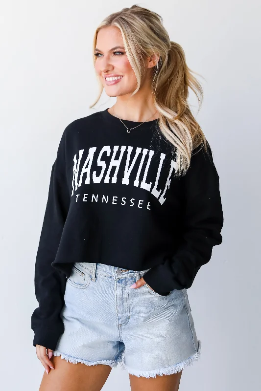 Black Nashville Tennessee Cropped Sweatshirt