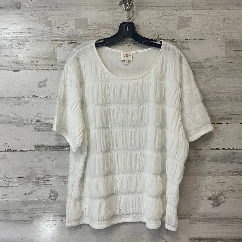 Blouse Short Sleeve By Hayden La In White, Size: 2x