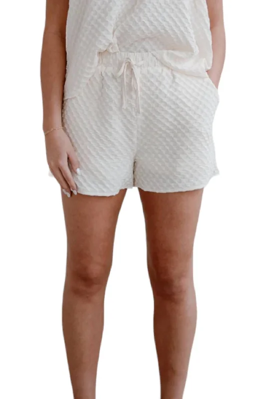 Checkered Tie Waist Shorts In Beige