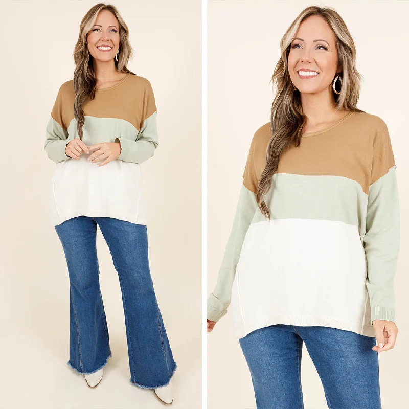 Colorblock Foundations Sweater, Sage