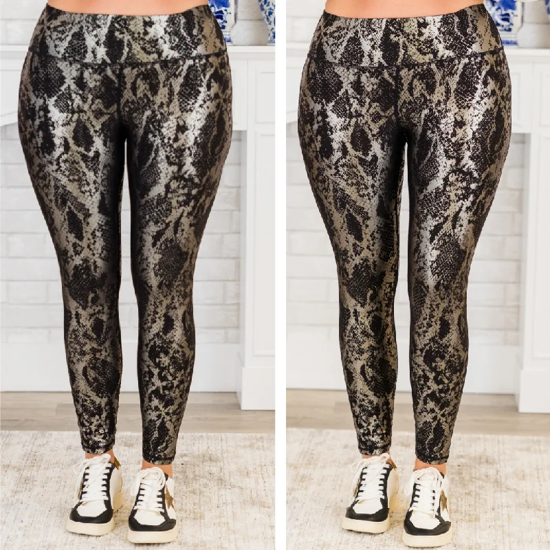 Sleek Scale Leggings, Black