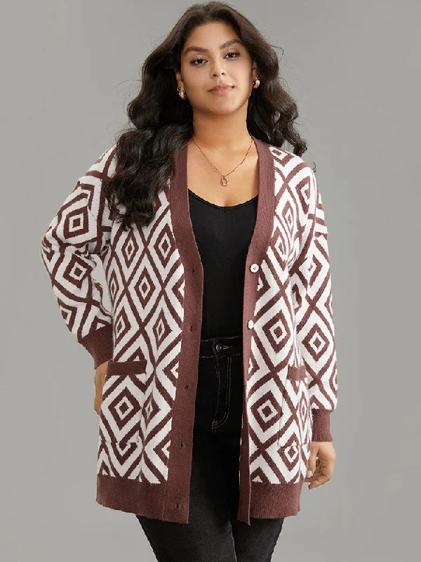 Supersoft Essentials Geometric Button Through Cardigan