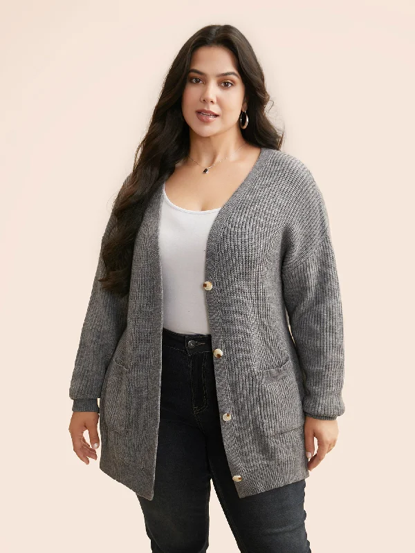 Supersoft Ribbed Drop Shoulder Wool Cardigan